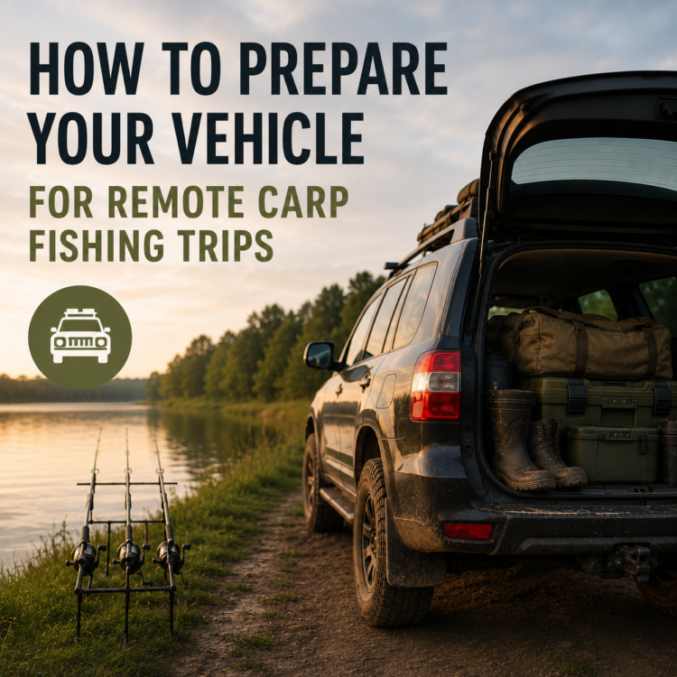 Carp fishing vehicle prepared for a remote fishing trip-